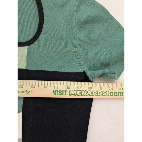 Designers Originals Women's Sweater Size L Green Colorblock Short Sleeve - Picture 7 of 11